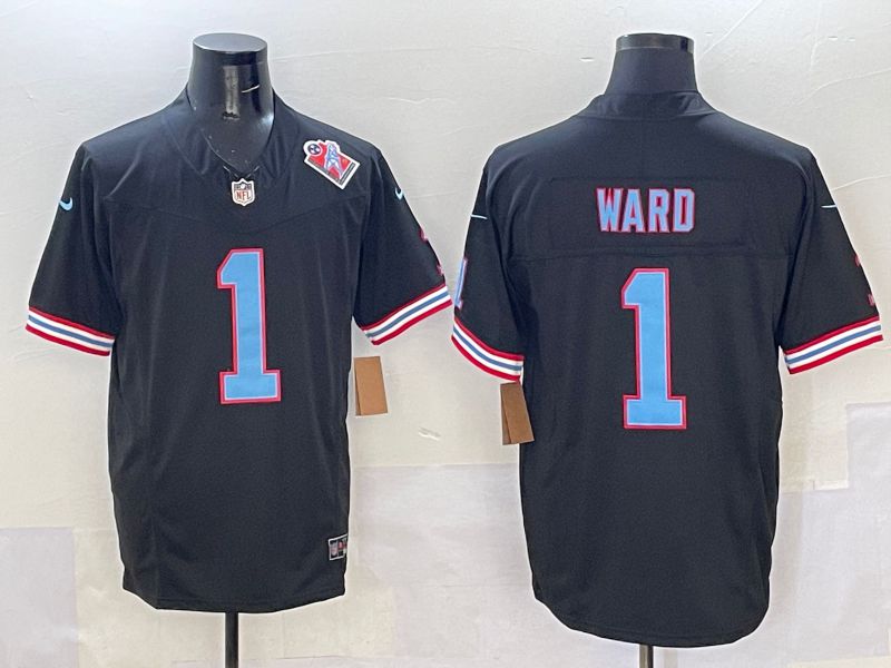 Men 2025 Tennessee Titans #1 Ward Black Throwback Three generations Nike Limited NFL Jersey style 3